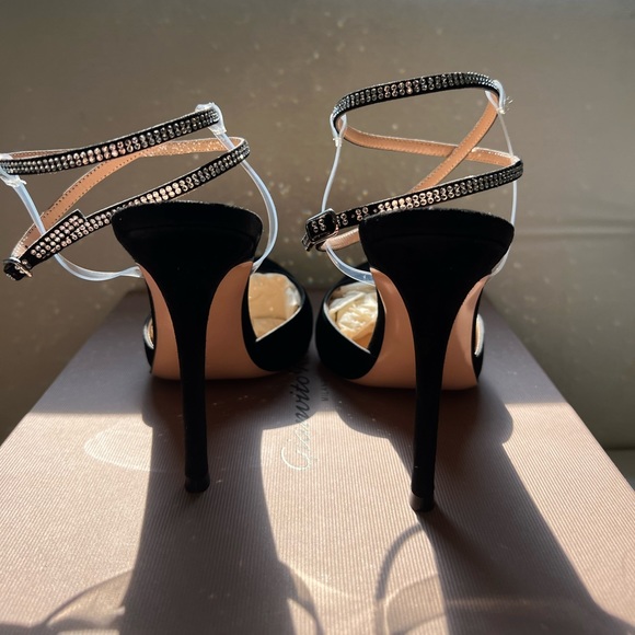 GIANVITO ROSSI Floating Crystal Stud Ankle-Strap High-Heel Pumps - Picture 9 of 15